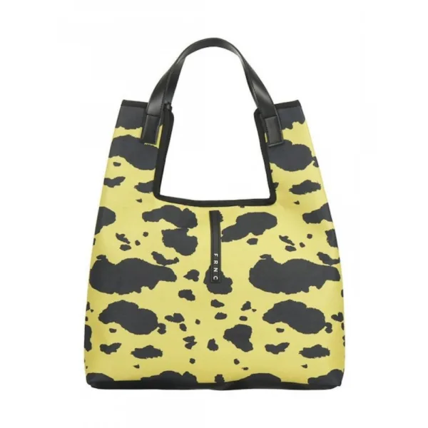FRNC Τσάντα Ώμου Κίτρινη με Μαύρο Animal Print