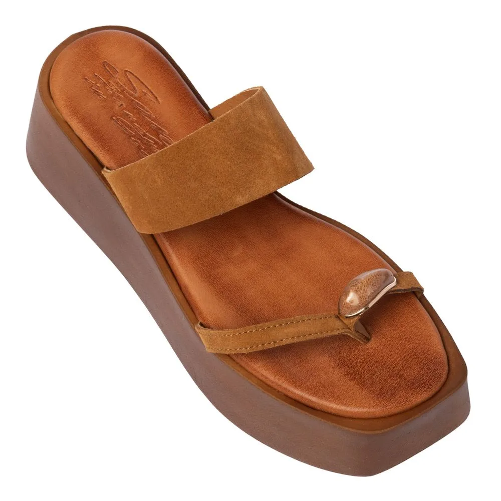 Sante Δερμάτινη Καστόρινη Πλατφόρμα Slide Sandal Ταμπά 2 Sante Δερμάτινη Καστόρινη Πλατφόρμα Slide Sandal Ταμπά - Image 2