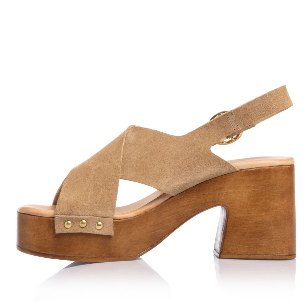 Sante D2D Leather Collection Πέδιλο Μπέζ με Ξύλινη Φιάπα 3 Sante D2D Leather Collection Πέδιλο Μπέζ με Ξύλινη Φιάπα - Image 3