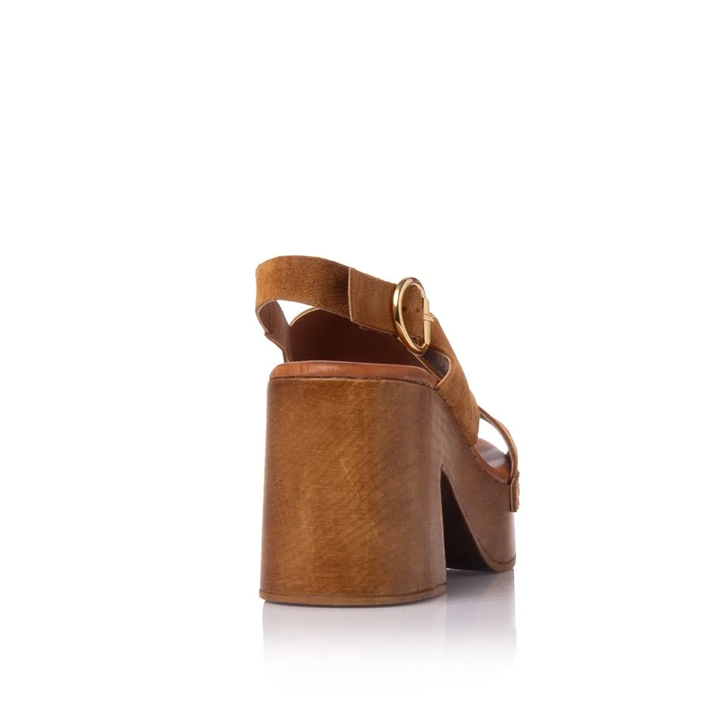 Sante D2D Leather Collection Πέδιλο Tan με Ξύλινη Φιάπα 4 Sante D2D Leather Collection Πέδιλο Tan με Ξύλινη Φιάπα - Image 4