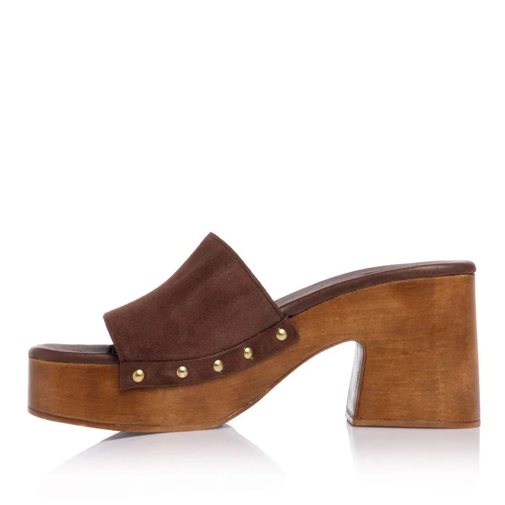 Sante D2D Leather Collection Mule Πέδιλο Espresso με Ξύλινη Φιάπα 4 Sante D2D Leather Collection Mule Πέδιλο Espresso με Ξύλινη Φιάπα - Image 4