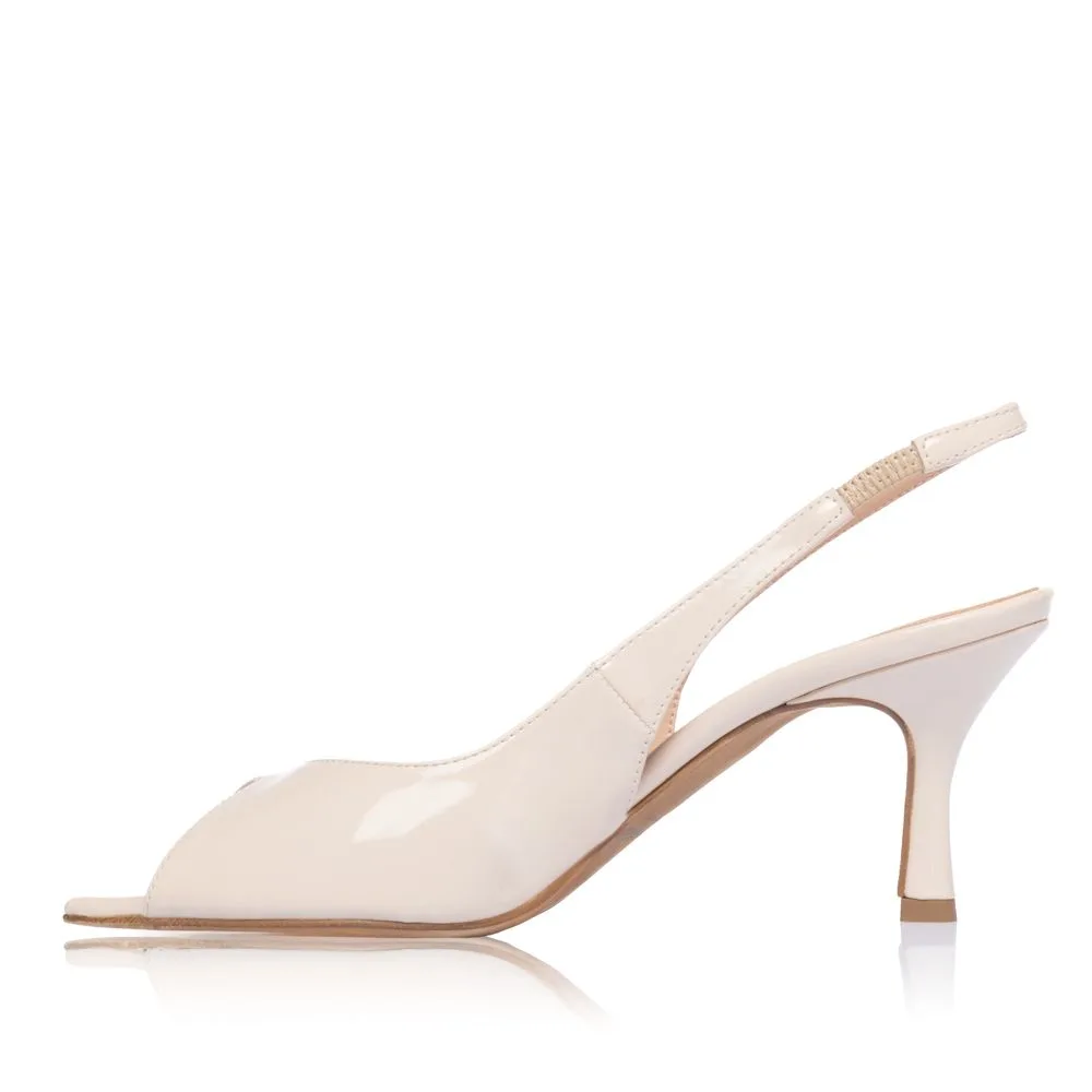 Sante μπεζ slingback πέδιλο λουστρίνι με τακούνι 2 Sante μπεζ slingback πέδιλο λουστρίνι με τακούνι - Image 2