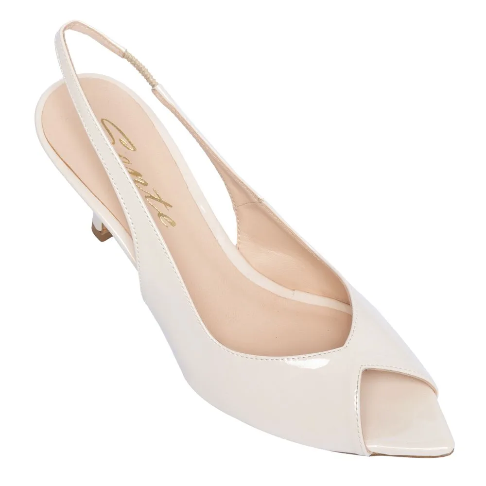 Sante μπεζ slingback πέδιλο λουστρίνι με τακούνι 3 Sante μπεζ slingback πέδιλο λουστρίνι με τακούνι - Image 3