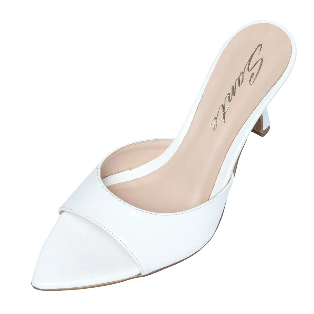 Sante Γυναικεία Mules Λευκά με Κομψό Τακούνι 2 Sante Γυναικεία Mules Λευκά με Κομψό Τακούνι - Image 2