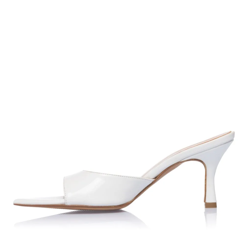 Sante Γυναικεία Mules Λευκά με Κομψό Τακούνι 3 Sante Γυναικεία Mules Λευκά με Κομψό Τακούνι - Image 3
