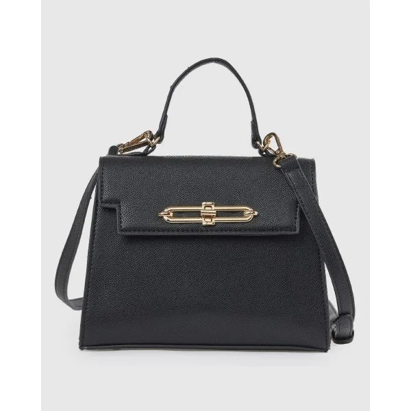 Verde Τσάντα Χειρός & Χιαστί Μαύρη με Χρυσές Λεπτομέρειες 16-8470