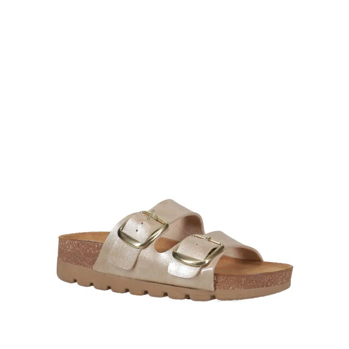 Easywalk Γυναικεία Footbed Σανδάλια Με Διπλή Αγκράφα – Χρυσό 3 Easywalk Γυναικεία Footbed Σανδάλια Με Διπλή Αγκράφα – Χρυσό - Image 3