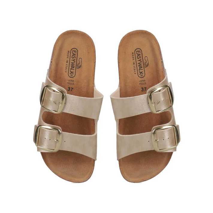 Easywalk Γυναικεία Footbed Σανδάλια Με Διπλή Αγκράφα – Χρυσό 2 Easywalk Γυναικεία Footbed Σανδάλια Με Διπλή Αγκράφα – Χρυσό - Image 2