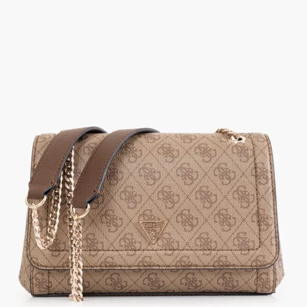 Guess Noelle II Τσάντα Χιαστί Μπεζ με Καπάκι