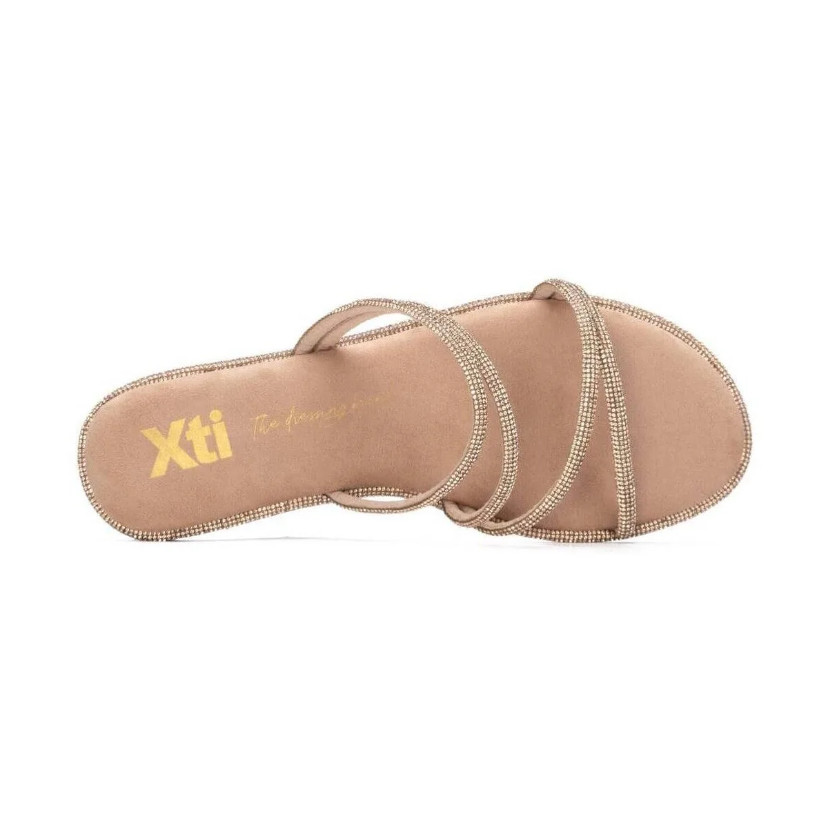 XTI Flat Σανδάλι με Strass Φάσες Nude/Champagne 4 XTI Flat Σανδάλι με Strass Φάσες Nude/Champagne - Image 4