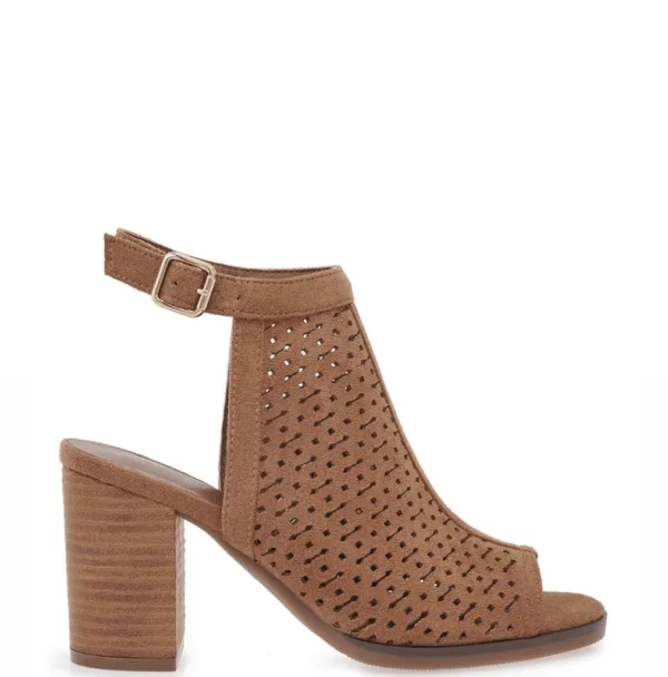 Seven Γυναικείο Πέδιλο Ταμπά με Διάτρητο Σχέδιο & Χοντρό Τακούνι