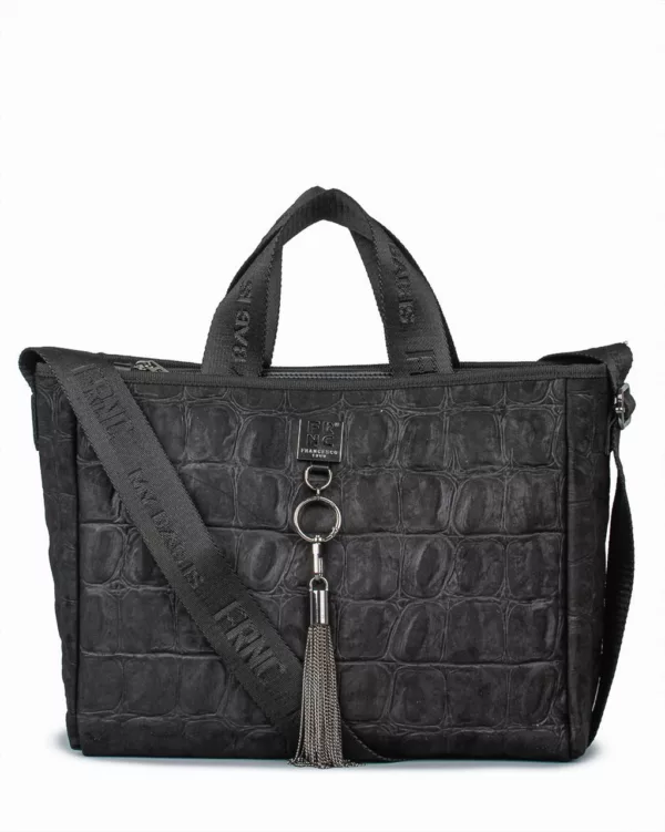 Τσάντα FRNC Croco Μάυρη – Γυναικεία Τσάντα Ώμου & Χειρός από Οικολογικό Δέρμα