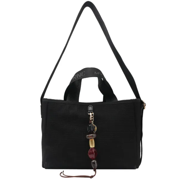 FRNC Μαύρη Τσάντα Ώμου & Χειρός με Διακοσμητικό Charm