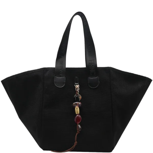 FRNC Μαύρη Tote Τσάντα Ώμου με Διακοσμητικό Charm