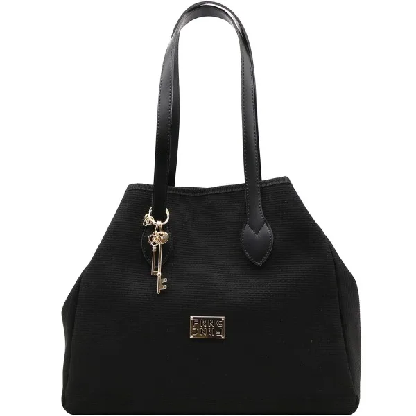 Τσάντα Ώμου FRNC 5576 Eco-Leather & Ύφασμα Μαύρη
