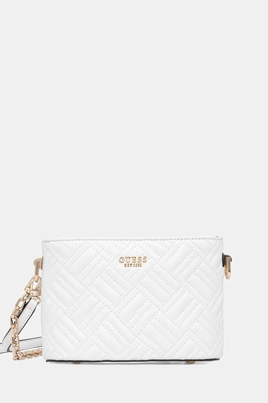 Guess Sally Mini Bag Λευκή Καπιτονέ Τσάντα Ώμου