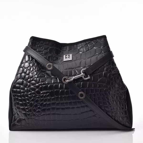 Τσάντα Ώμου FRNC Croco Black