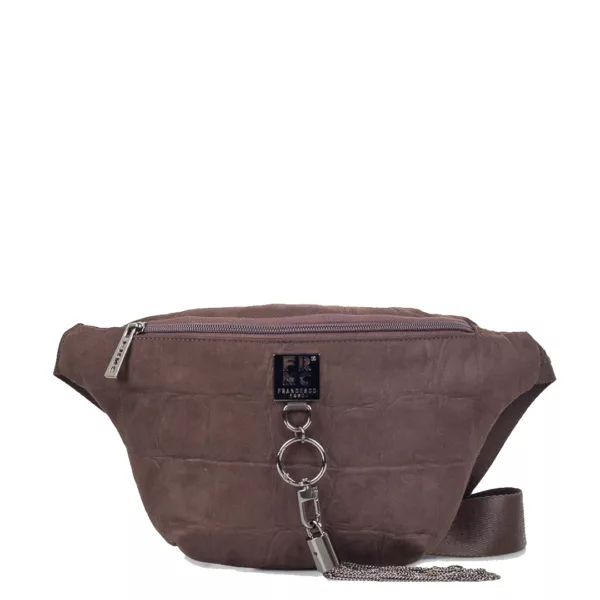 FRNC Γυναικεία Τσάντα Μέσης – Καφέ Καστόρι με Croco Υφή