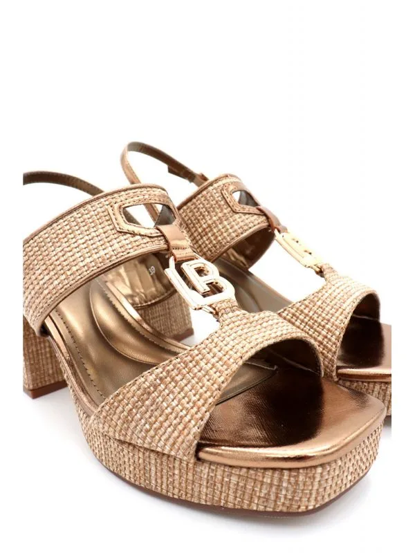 Laura Biagiotti Πέδιλα με Chunky Τακούνι & Raffia Υφή Rose Gold 3 Laura Biagiotti Πέδιλα με Chunky Τακούνι & Raffia Υφή Rose Gold - Image 3