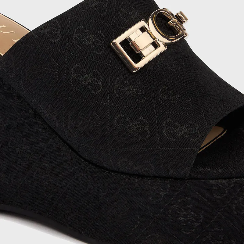 Guess Platform Mule Παντόφλα Μαύρη με Monogram Σχέδιο 2 Guess Platform Mule Παντόφλα Μαύρη με Monogram Σχέδιο - Image 2