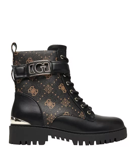 Guess γυναικείο μποτάκι με logo μοτίβο και chunky σόλα