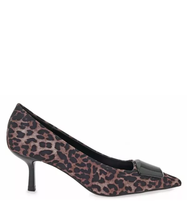 Γόβα Seven Leopard με αγκράφα και τακούνι kitten heel