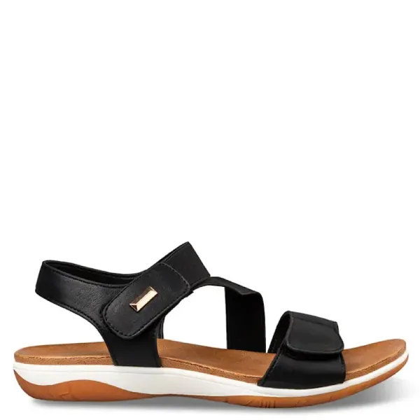 Envie Shoes Flat Σανδάλια με Αυτοκόλλητα Λουράκια – Μαύρα