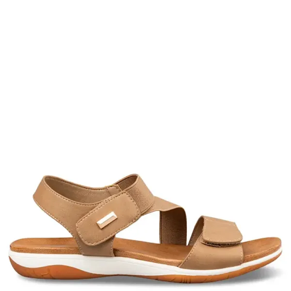 Envie Shoes Flat Σανδάλια με Αυτοκόλλητα Λουράκια – Ταμπά