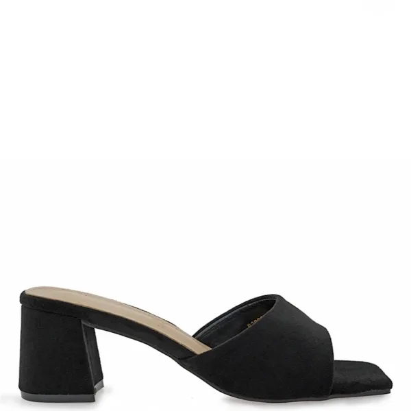 Seven Μαύρα Suede Mules με Χοντρό Τακούνι