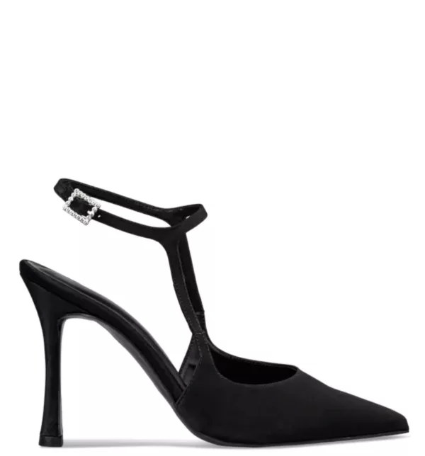 Γυναικεια Γόβα  Μαυρη με T-Bar και Στρας Αγκράφα