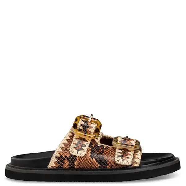 Mairiboo for Envie Snake Print Flat Slides με Διακοσμητικές Αγκράφες