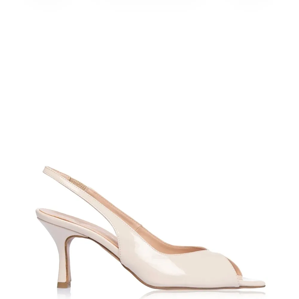 Sante μπεζ slingback πέδιλο λουστρίνι με τακούνι 1 Sante μπεζ slingback πέδιλο λουστρίνι με τακούνι