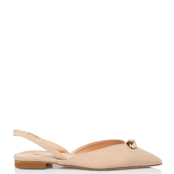 Sante μπεζ slingback με μυτερή μύτη & μεταλλική λεπτομέρεια