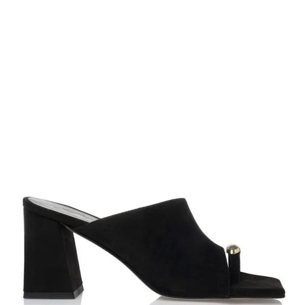 Sante Mules Πέδιλα με Chunky Τακούνι & Μεταλλική Λεπτομέρεια Μαύρα