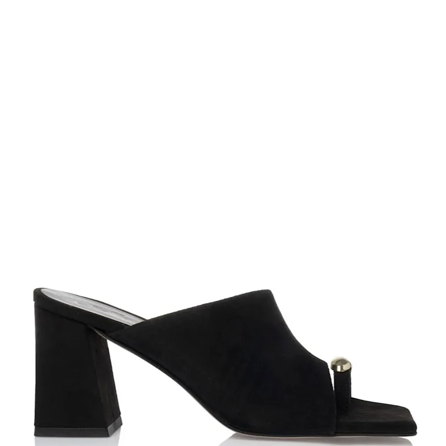 Sante Mules Πέδιλα με Chunky Τακούνι & Μεταλλική Λεπτομέρεια Μαύρα 1 Sante Mules Πέδιλα με Chunky Τακούνι & Μεταλλική Λεπτομέρεια Μαύρα