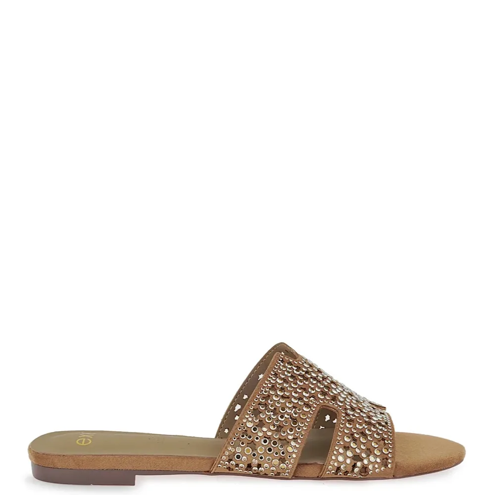 EXE Flat Σανδάλια με Strass & Μεταλλικές Λεπτομέρειες Bronze 1 EXE Flat Σανδάλια με Strass & Μεταλλικές Λεπτομέρειες Bronze