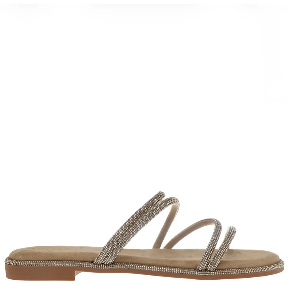 XTI Flat Σανδάλι με Strass Φάσες Nude/Champagne 1 XTI Flat Σανδάλι με Strass Φάσες Nude/Champagne