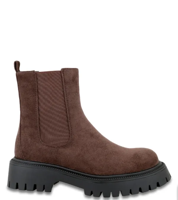 Sales! 326 Seven Καφέ Μποτάκι Chelsea με Chunky Σόλα – Γυναικείο Σουέντ Μποτάκι