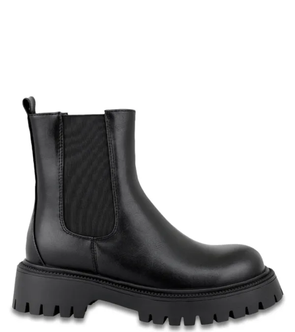 Sales! 325 Seven Μαύρο Chelsea Μποτάκι με Chunky Σόλα – Γυναικείο Δερματίνη Μποτάκι