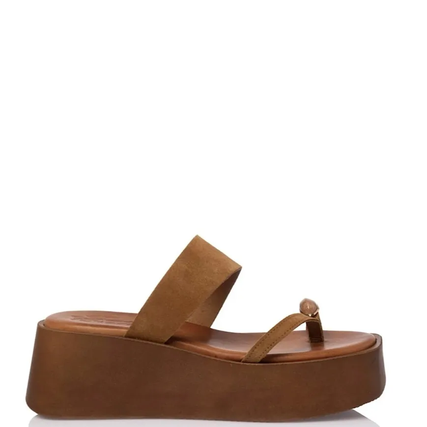 Sante Δερμάτινη Καστόρινη Πλατφόρμα Slide Sandal Ταμπά 1 Sante Δερμάτινη Καστόρινη Πλατφόρμα Slide Sandal Ταμπά