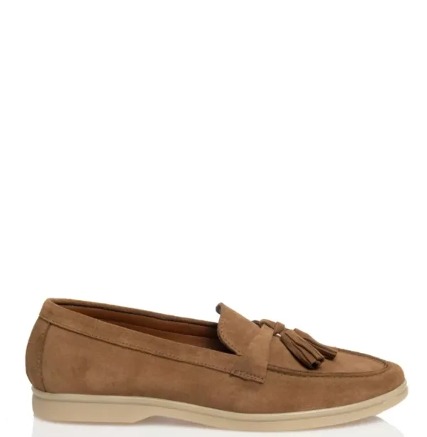 Sante Γυναικεία Loafers Suede σε Καμηλό Χρώμα