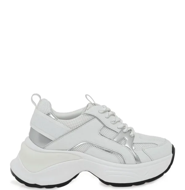 Renato Garini Γυναικείο Sneaker Λευκό Chunky με Mesh Λεπτομέρειες