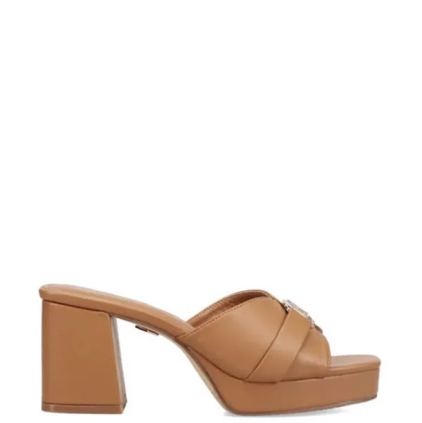 Sales! 300 LAURA BIAGIOTTI Ταμπά Mules με Διακοσμητική Αγκράφα & Χοντρό Τακούνι 7cm