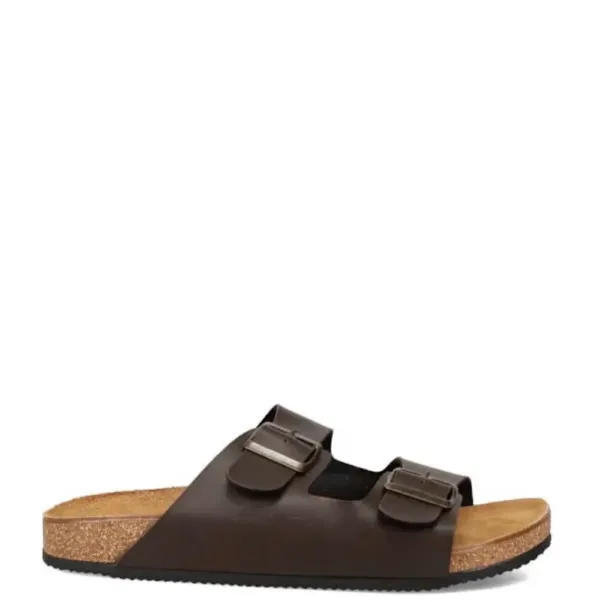 Sales! 337 Easy Walk Καφέ Ανδρικό Δερμάτινο Footbed Σανδάλι με Αγκράφες