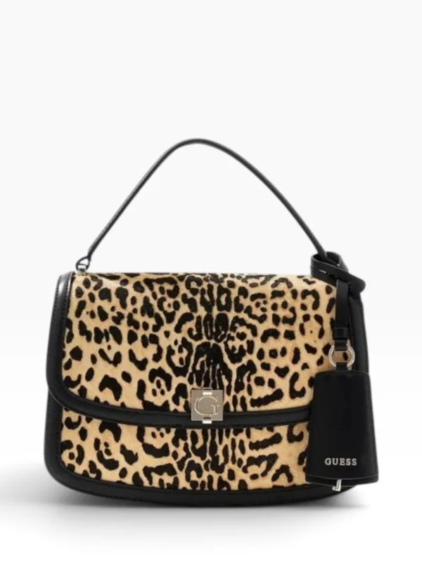 Guess Audrey Leopard Print Γυναικεία Τσάντα Ώμου