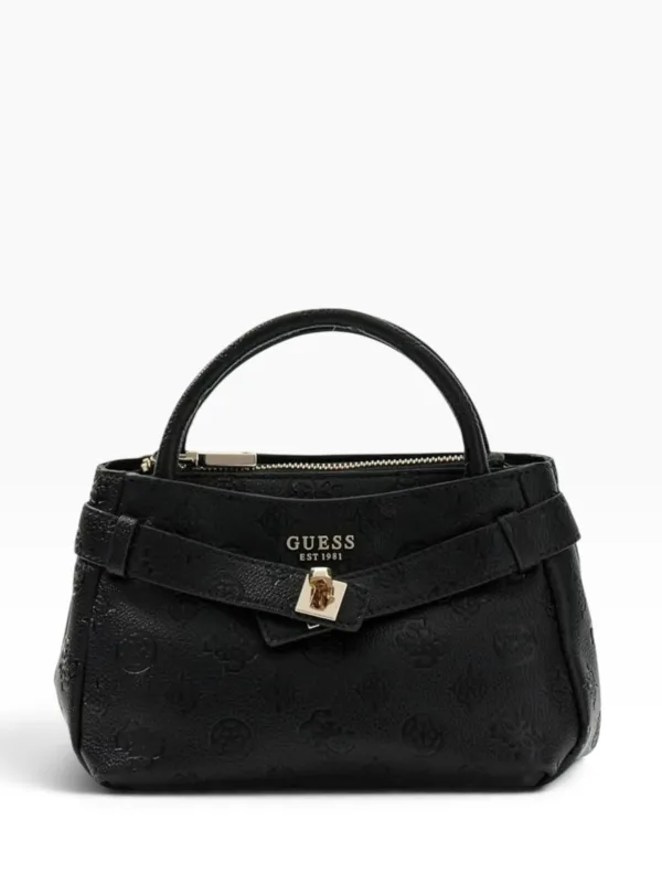 Guess Ella Logo Mini Γυναικεία Τσάντα Χειρός Μαύρη