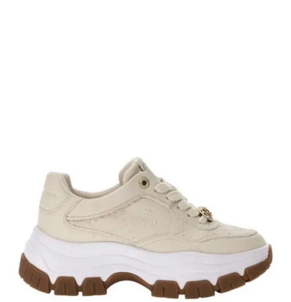 GUESS Γυναικεία Sneakers Μπεζ με Chunky Σόλα & Χρυσές Λεπτομέρειες