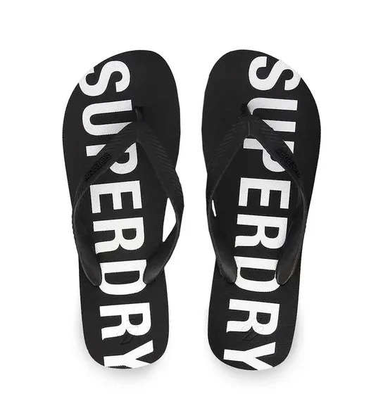 Sales! 388 Superdry Ανδρικές Σαγιονάρες Μαύρες με Λευκό Λογότυπο