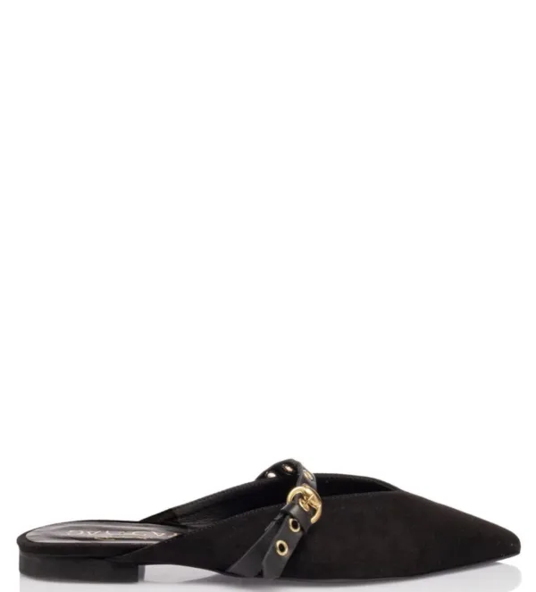 Sante Γυναικείο Flat Mule Μαύρο με Διακοσμητικό Λουράκι