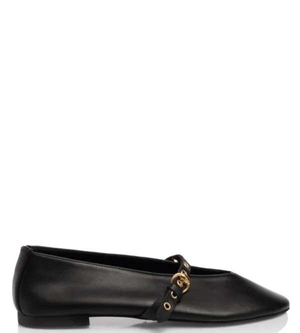 Sante Γυναικεία Μπαλαρίνα Μαύρη με Διακοσμητικό Λουράκι